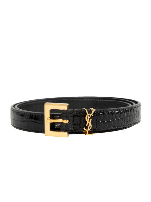 CASSANDRE THIN BELT IN CROC EMBOSSED LEATHER