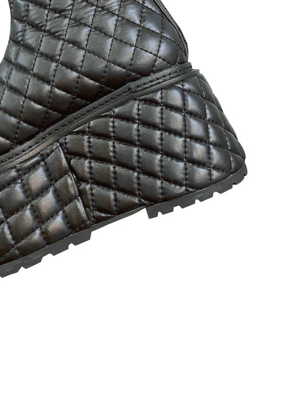 Quilted Platform Ankle Boots