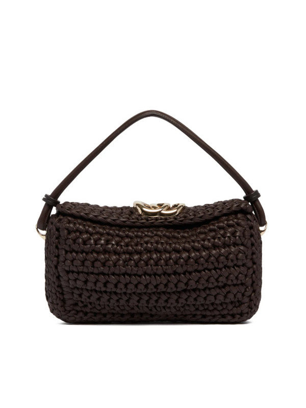 Brown Crochet Leather Bag