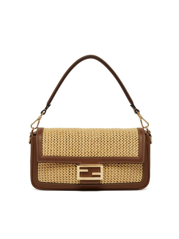 Baguette Brown and Raffia Bag