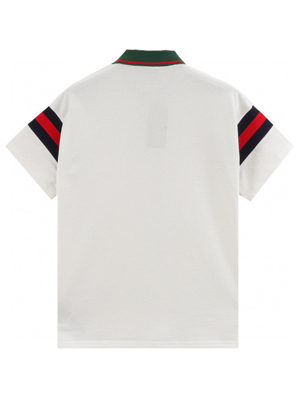 Web-stripe jersey polo shirt