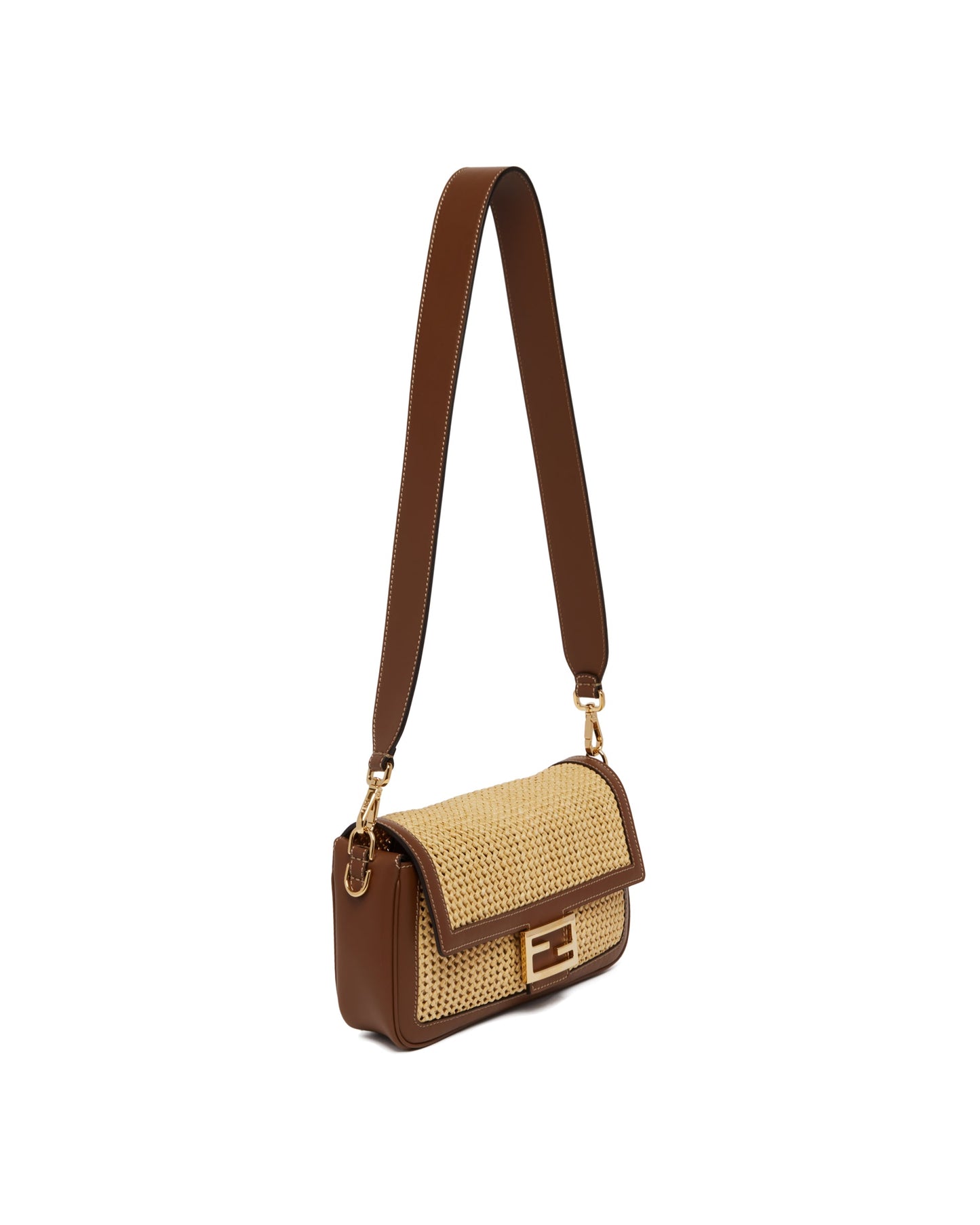 Baguette Brown and Raffia Bag