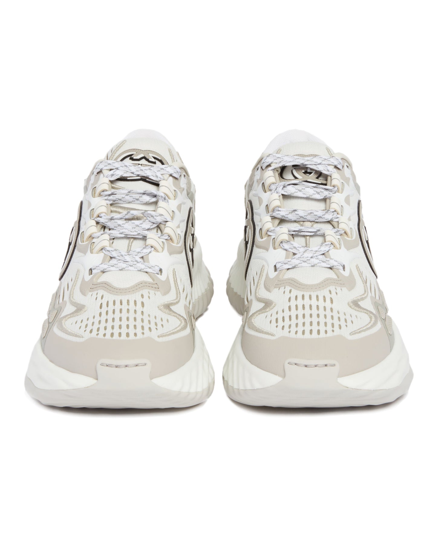 White and Gray Ripple Mesh Sneakers