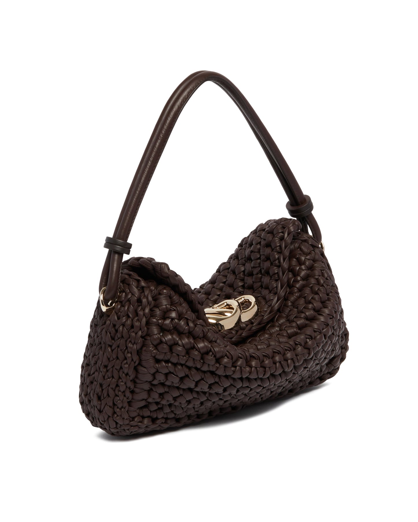 Brown Crochet Leather Bag