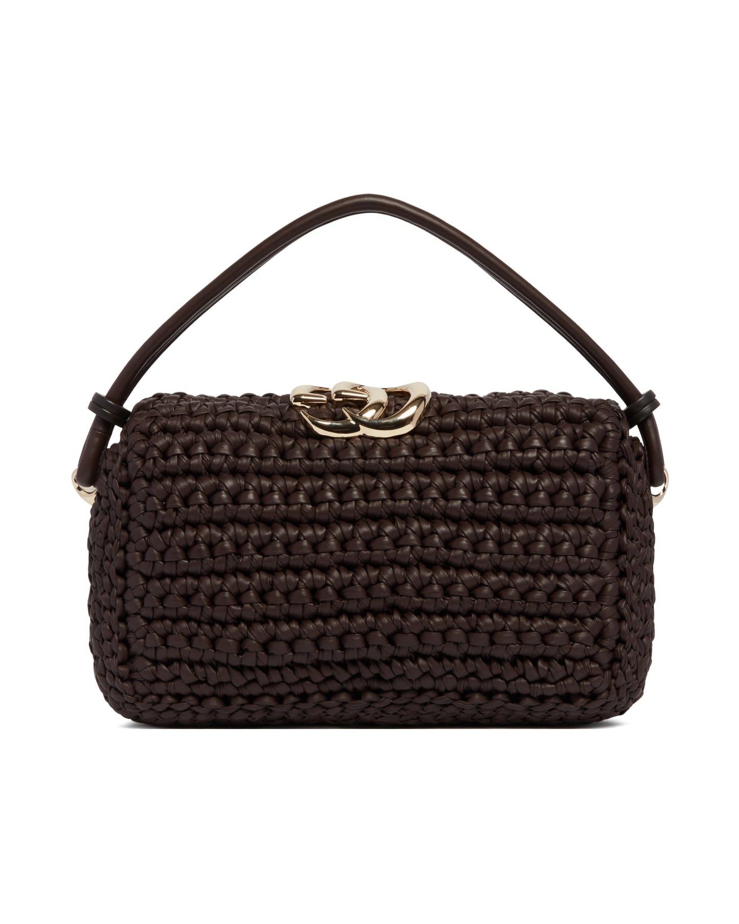 Brown Crochet Leather Bag