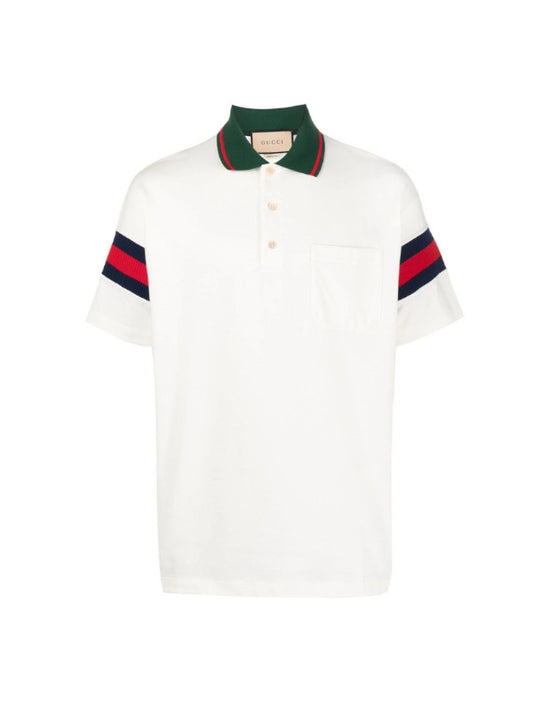 Web-stripe jersey polo shirt