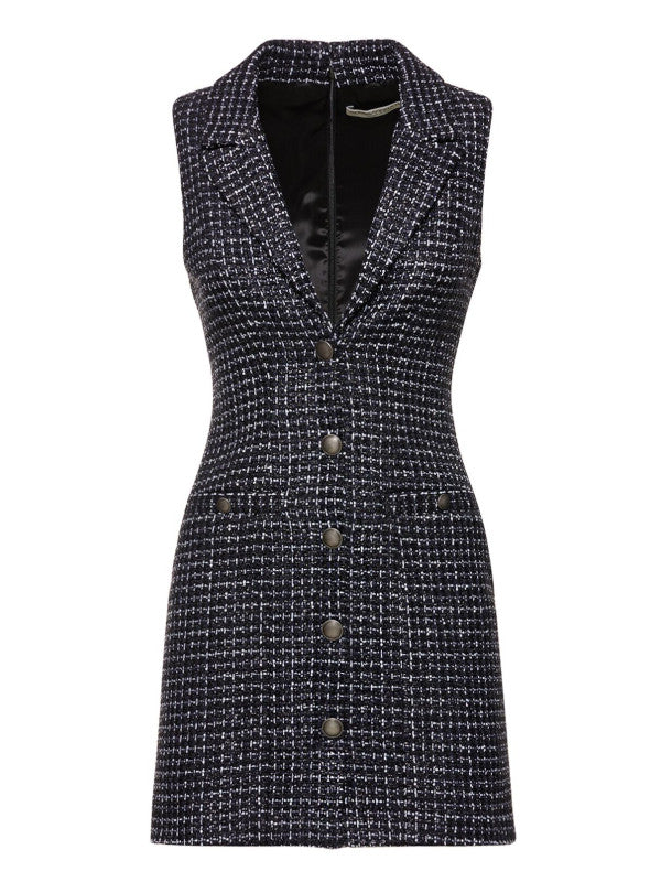 Sequined tweed sleeveless mini dress