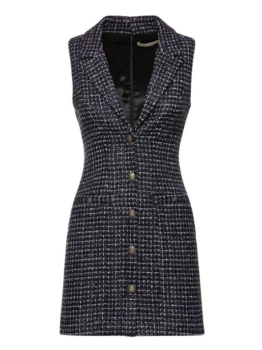 Sequined tweed sleeveless mini dress