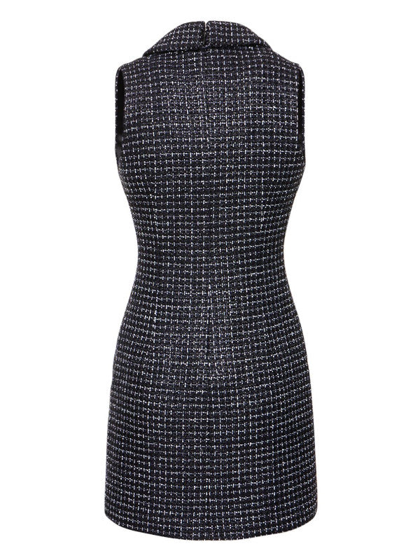 Sequined tweed sleeveless mini dress