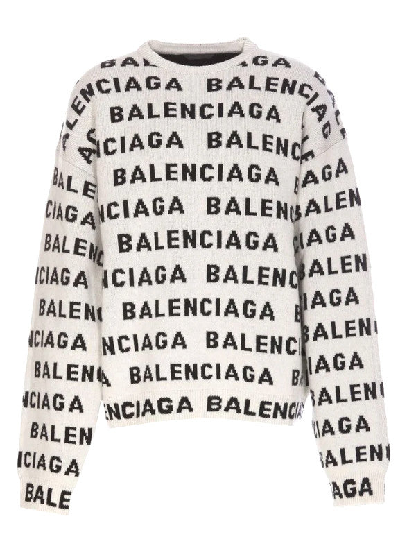 Balenciaga Logo Jacquard Knit Sweater