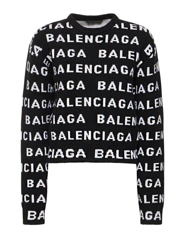 Balenciaga Logo Jacquard Knit Sweater