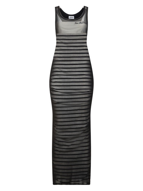 Jean Paul Gaultier Striped printed mesh long dress