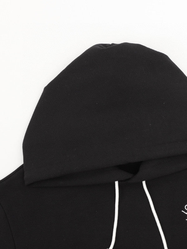 Black Staple-Pin Logo Hoodie