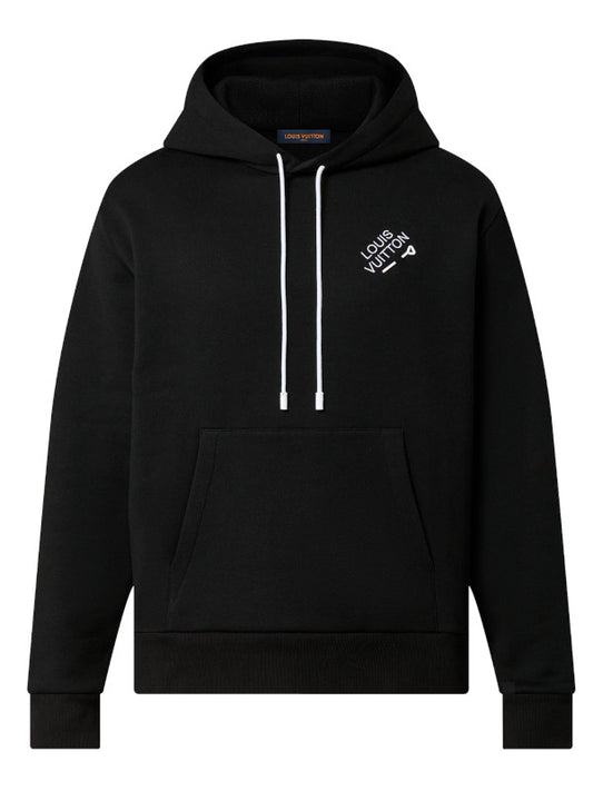 Black Staple-Pin Logo Hoodie