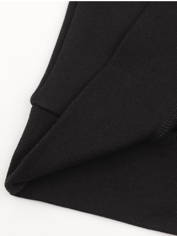 Black Staple-Pin Logo Hoodie