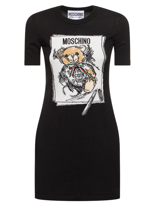 Moschino Printed cotton knit mini dress