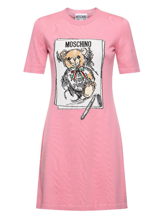 Moschino Printed cotton knit mini dress