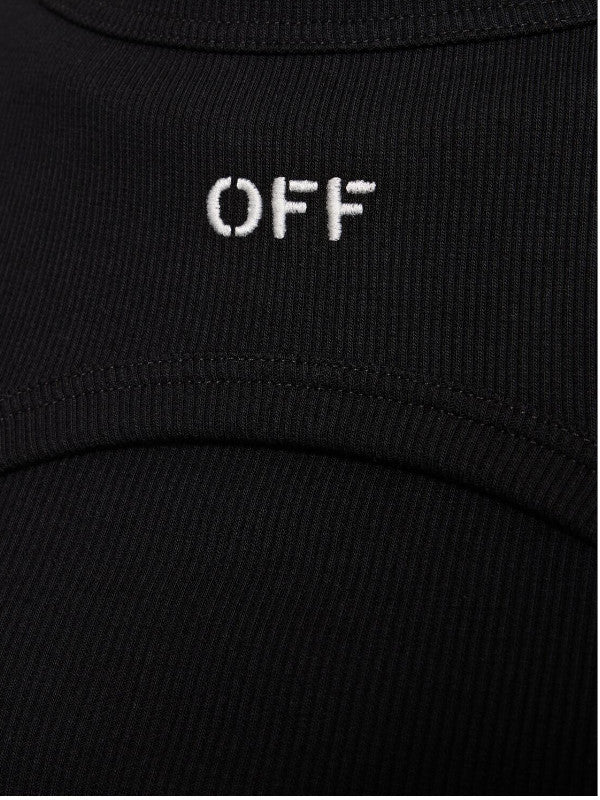 Off-White Off stamp cotton blend rib dress