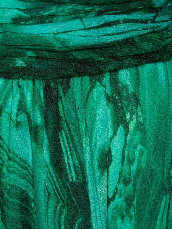 Roberto Cavalli Malachite printed silk chiffon dress