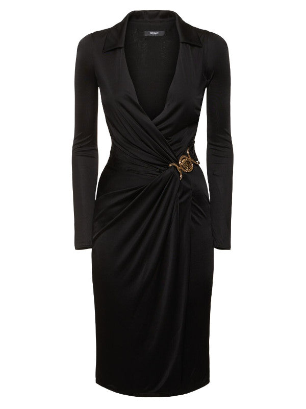 Versace Stretch crepe jersey wrap midi dress